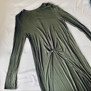 Zara olive green high low T-shirt dress